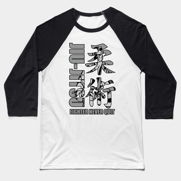 FIGHTER NEVER QUIT Baseball T-Shirt by beanbeardy